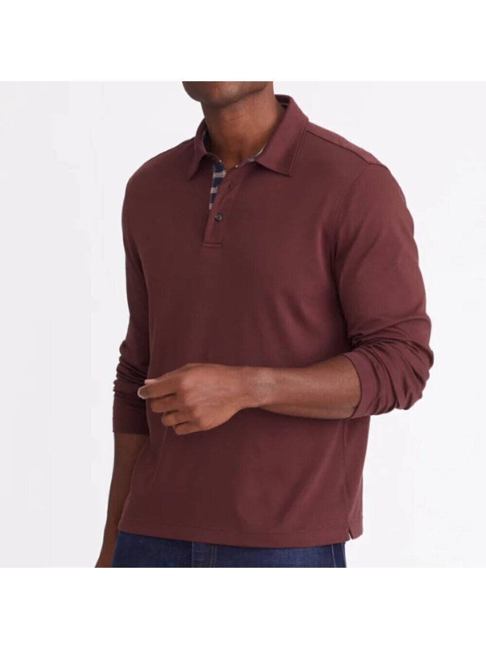 UNTUCKit Wrinkle-Free Damaschino Long Sleeve Polo w/ Contrast Placket Brown XXXL